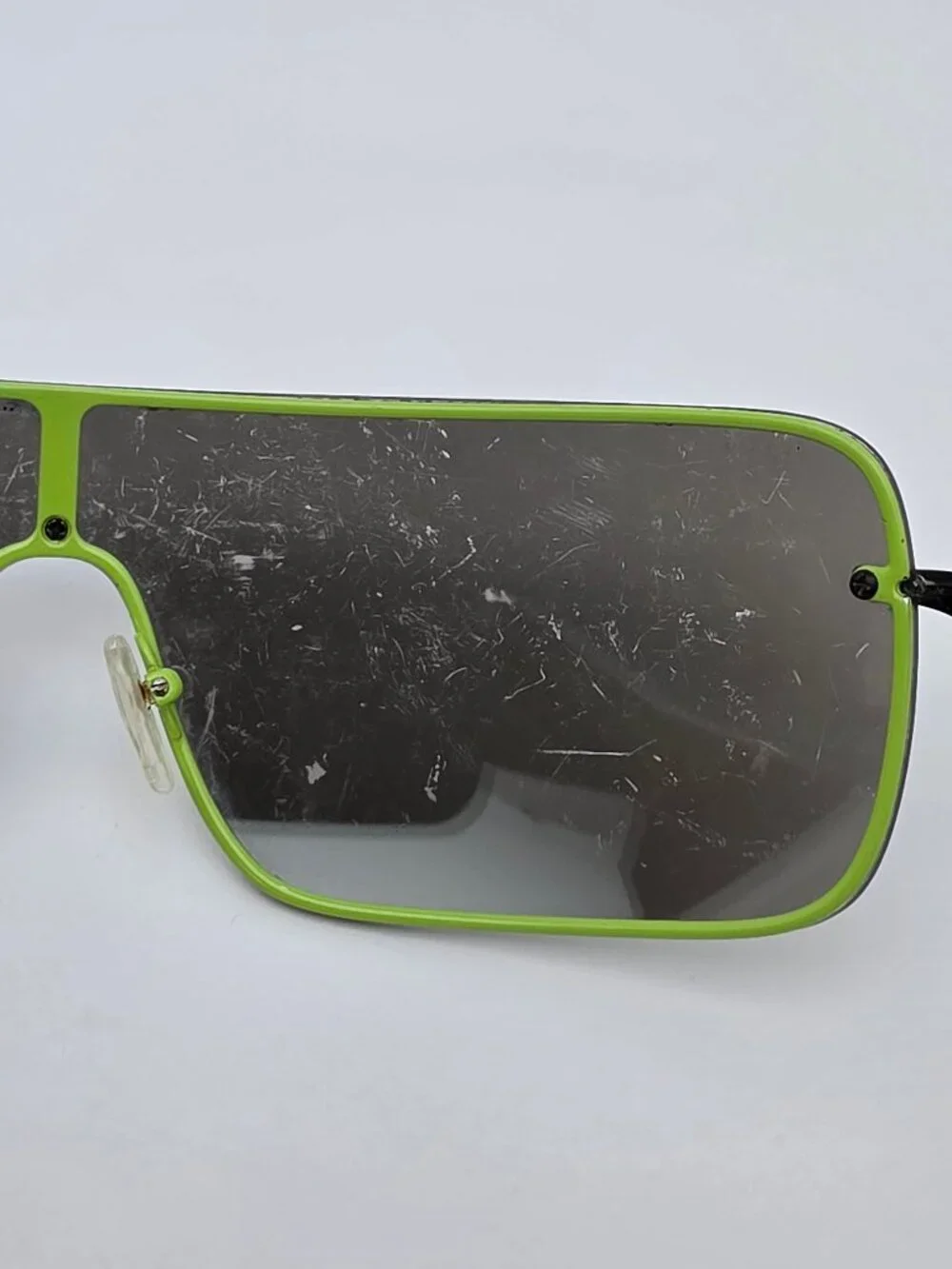 Prada SPS 55O OAW-1I2 Linea Rossa Grey Frame Silver Mirror Shield Sunglasses